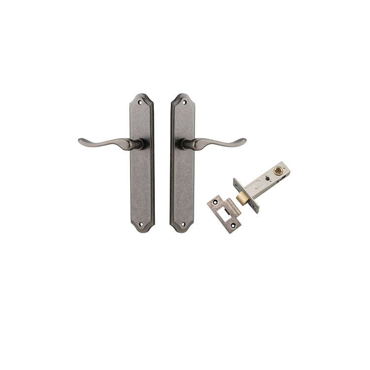 Stirling Lever - Shouldered Backplate Passage Kit Rumbled Nickel / Solid Brass