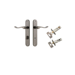 Stirling Lever - Oval Backplate Privacy Kit with Privacy Turn Rumbled Nickel / Solid Brass