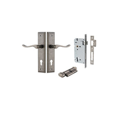Stirling Lever - Stepped Backplate Entrance Kit with High Security Lock Rumbled Nickel / Solid Brass