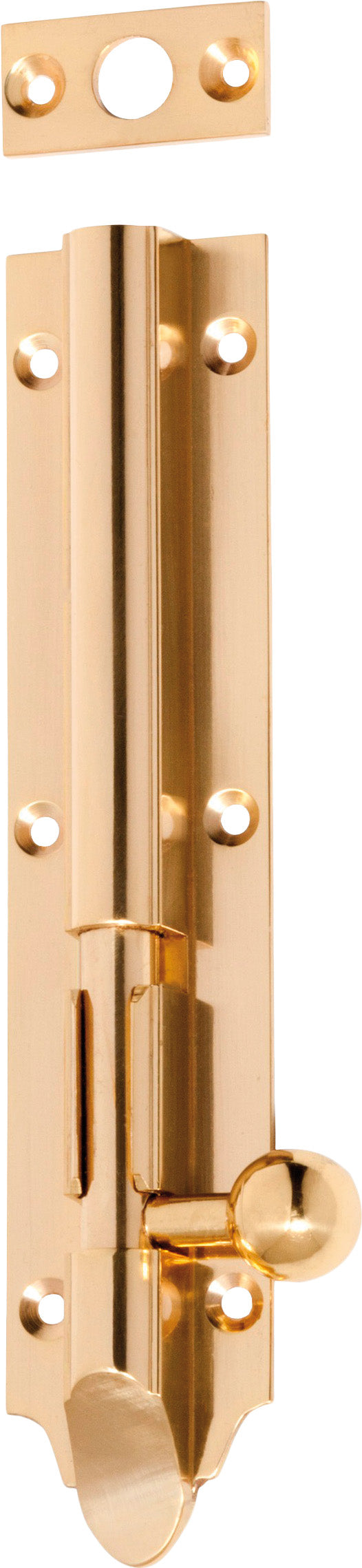 Victorian Barrel Bolt Polished Brass / Long throw L150mm