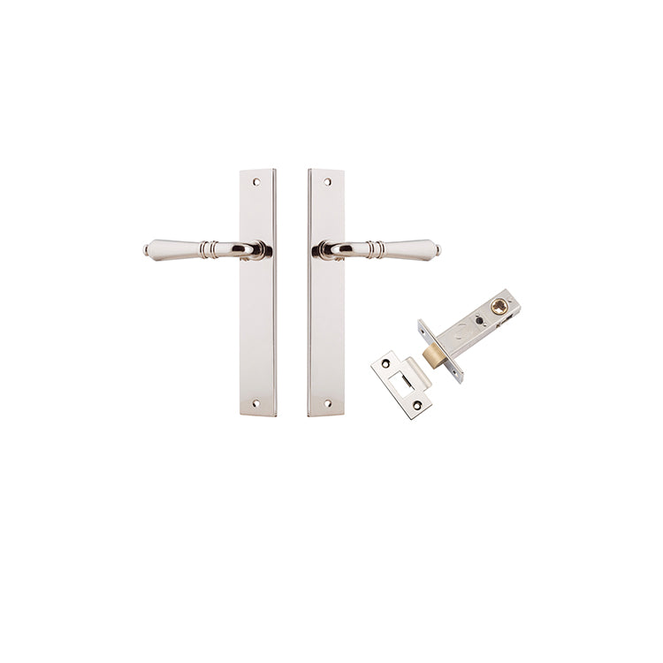 Sarlat Lever - Rectangular Backplate Passage Kit Polished Nickel / Solid Brass