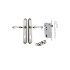 Verona Lever - Shouldered Backplate Entrance Kit with High Security Lock Polished Nickel / Solid Brass
