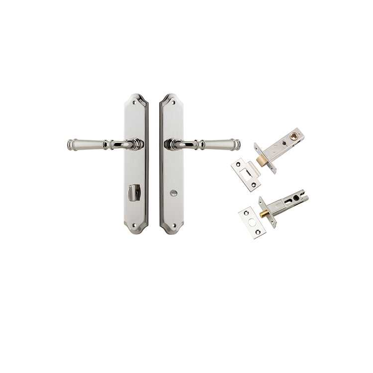 Verona Lever - Shouldered Backplate Privacy Kit with Privacy Turn Polished Nickel / Solid Brass