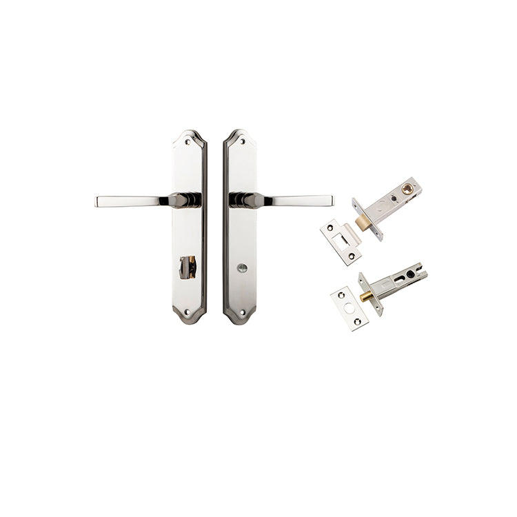 Annecy Lever - Shouldered Backplate Privacy Kit with Privacy Turn Polished Nickel / Solid Brass