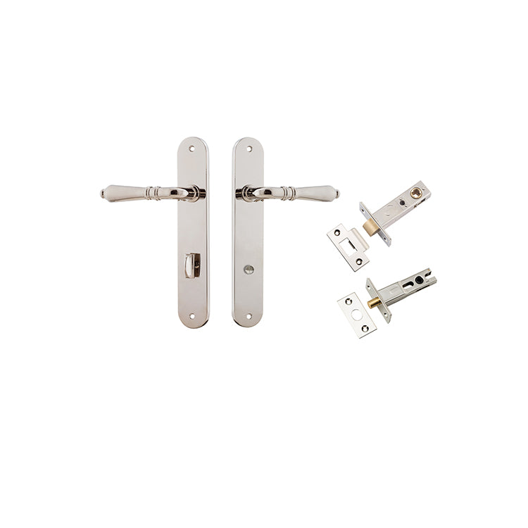Sarlat Lever - Oval Backplate Privacy Kit with Privacy Turn Polished Nickel / Solid Brass