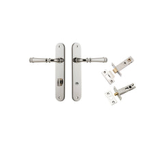 Verona Lever - Oval Backplate Privacy Kit with Privacy Turn Polished Nickel / Solid Brass
