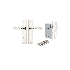 Sarlat Lever - Chamfered Backplate Entrance Kit with High Security Lock Polished Nickel / Solid Brass