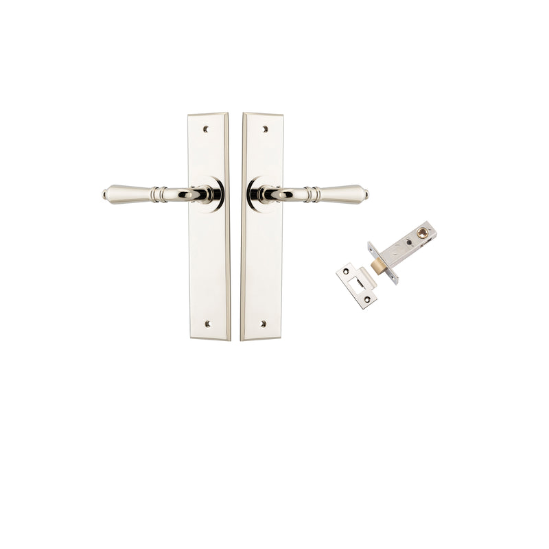 Sarlat Lever - Chamfered Backplate Passage Kit Polished Nickel / Solid Brass