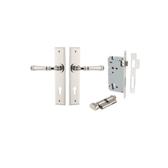 Verona Lever - Chamfered Backplate Entrance Kit with High Security Lock Polished Nickel / Solid Brass