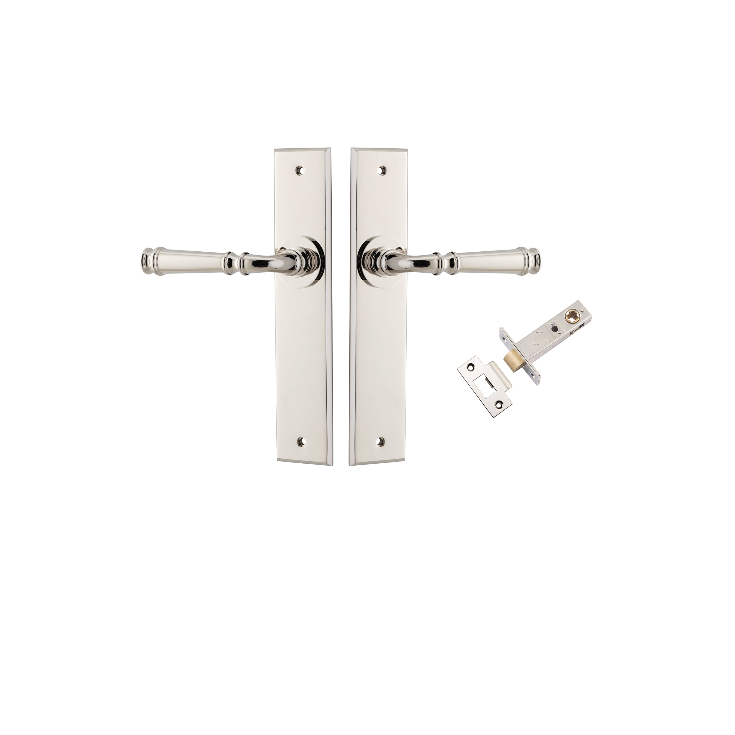 Verona Lever - Chamfered  Backplate Passage Kit Polished Nickel / Solid Brass
