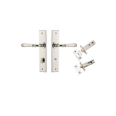 Verona Lever - Chamfered  Backplate Privacy Kit with Privacy Turn Polished Nickel / Solid Brass