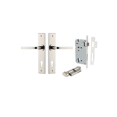Annecy  Lever - Chamfered Backplate Entrance Kit with High Security Lock Polished Nickel / Solid Brass