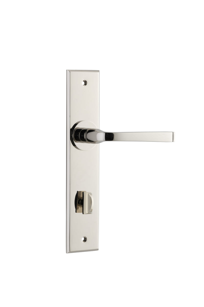 Annecy Lever - Chamfered Backplate (Handles Only) Polished Nickel / Privacy