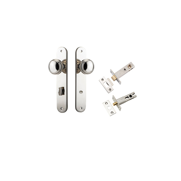 Paddington Knob - Oval Backplate Privacy Kit with Privacy Turn Polished Nickel / Solid Brass