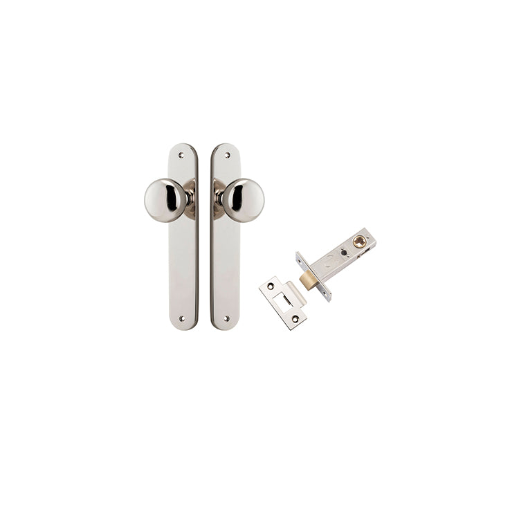Cambridge Knob - Oval Backplate Passage Kit Polished Nickel / Solid Brass