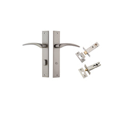 Oxford Lever - Rectangular Backplate Privacy Kit with Privacy Turn Satin Nickel / Solid Brass