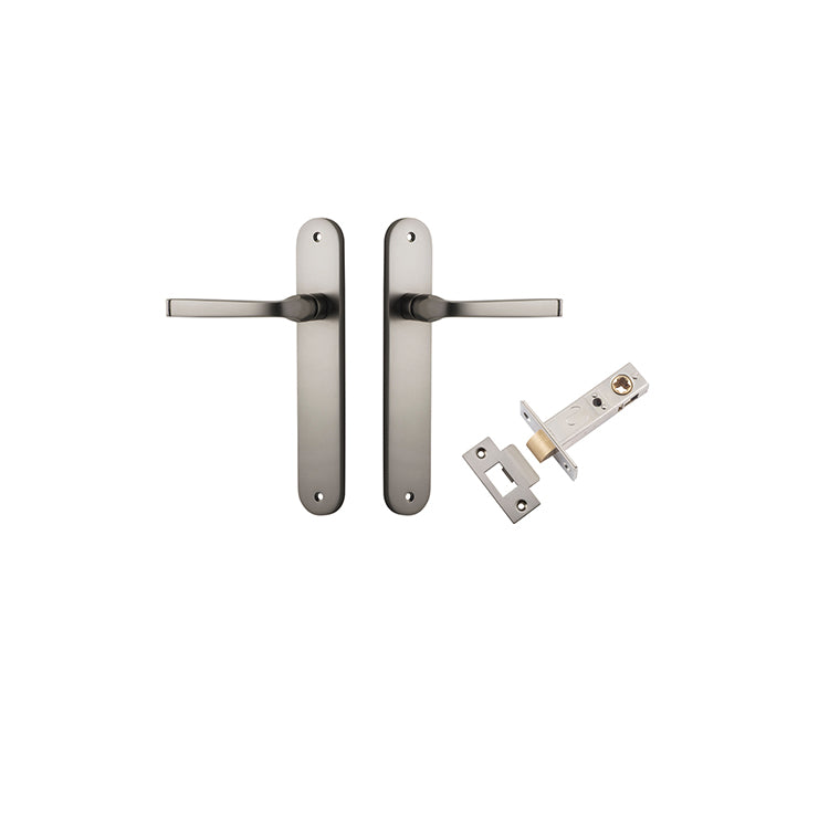Annecy Lever - Oval Backplate Passage Kit Satin Nickel / Solid Brass