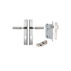 Berlin Lever - Rectangular Backplate Entrance Kit with High Security Lock Satin Nickel / Solid Brass