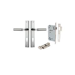 Berlin Lever - Rectangular Backplate Entrance Kit with High Security Lock Satin Nickel / Solid Brass