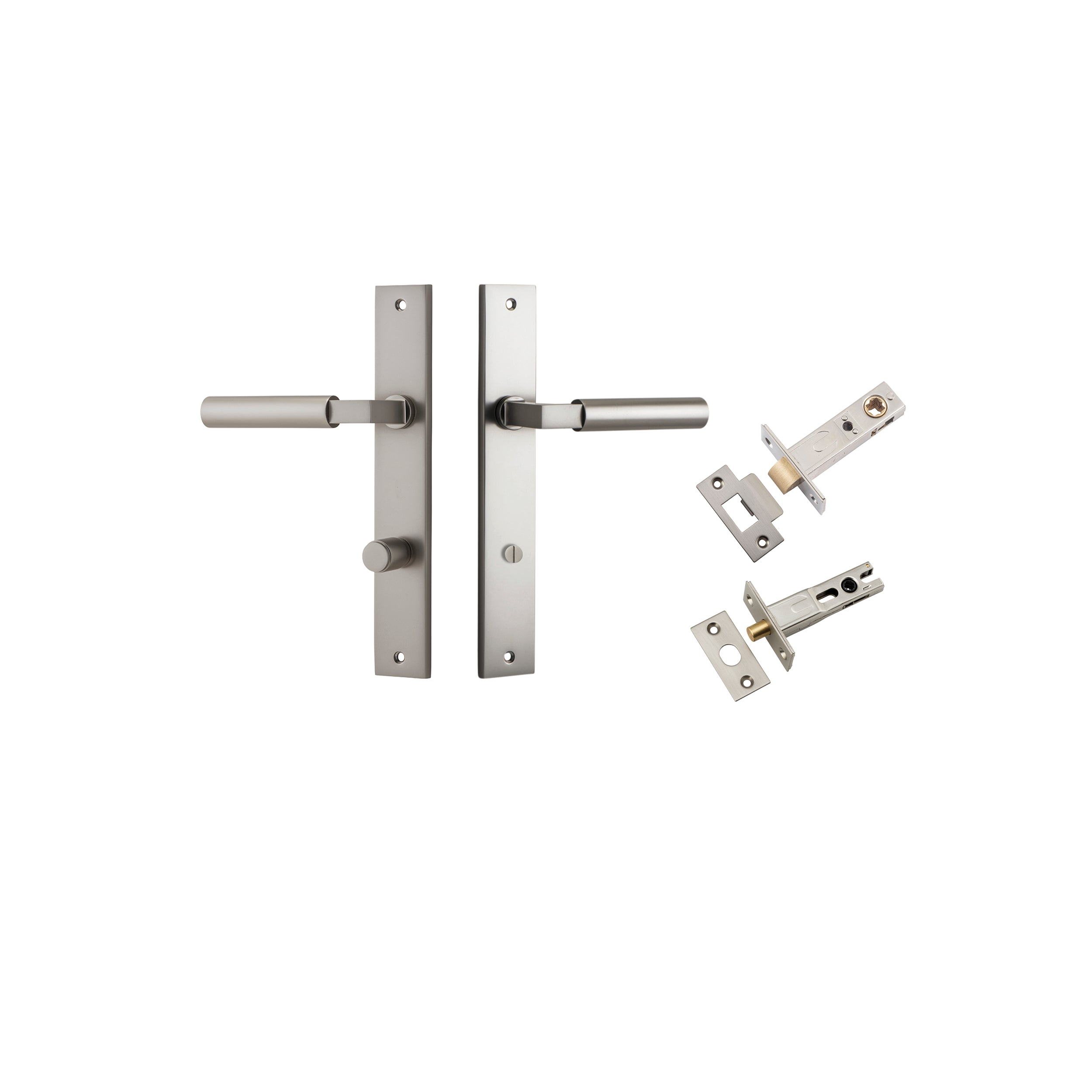 Berlin Lever - Rectangular Backplate Privacy Kit Satin Nickel / Solid Brass