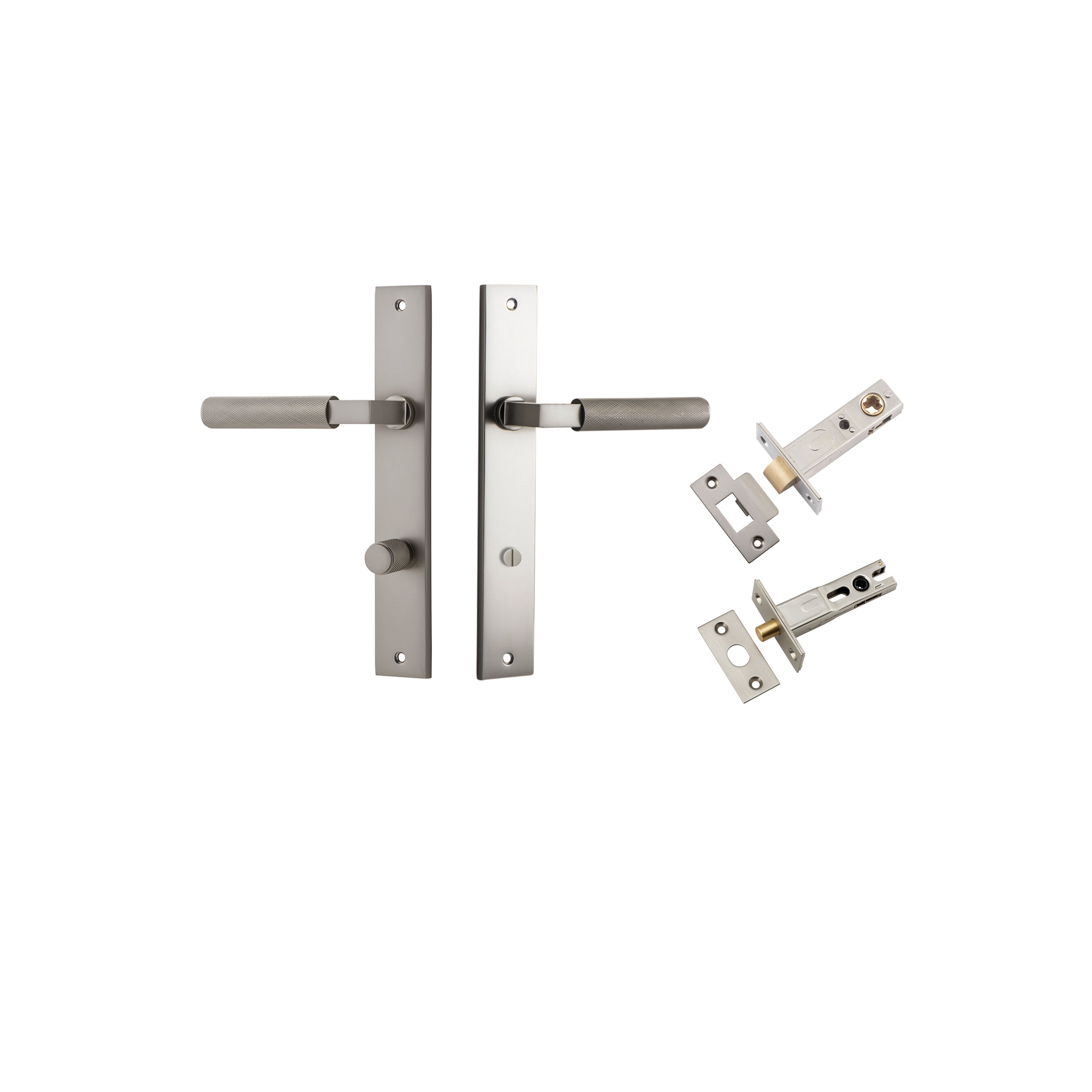 Brunswick Lever - Rectangular Backplate Privacy Kit Satin Nickel / Solid Brass