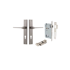 Como Lever - Rectangular Backplate Entrance Kit with High Security Lock Satin Nickel / Solid Brass