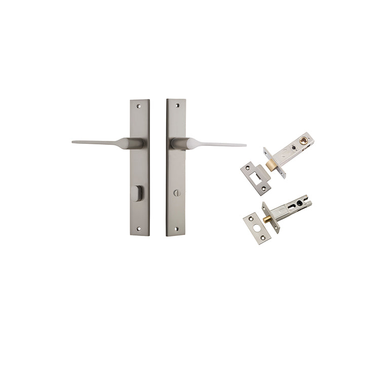 Como Lever - Rectangular Backplate Privacy Kit Satin Nickel / Solid Brass
