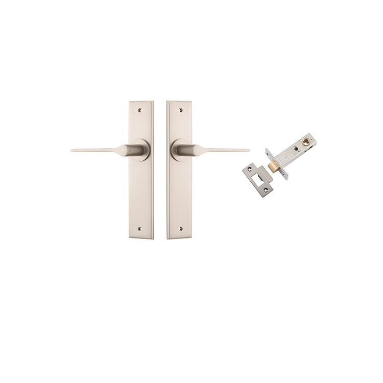 Como Lever - Chamfered Backplate Passage Kit Satin Nickel / Solid Brass