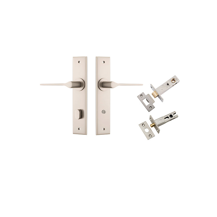 Como Lever - Chamfered Backplate Privacy Kit Satin Nickel / Solid Brass
