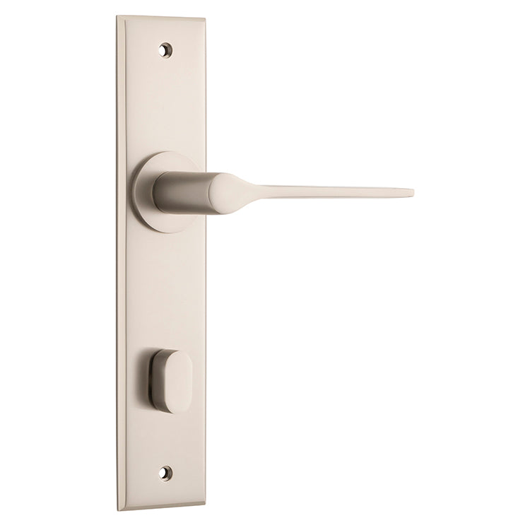 Como Lever - Chamfered Backplate Satin Nickel / Brass