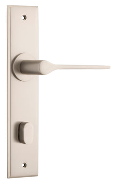 Como Lever - Chamfered Backplate Satin Nickel / Brass