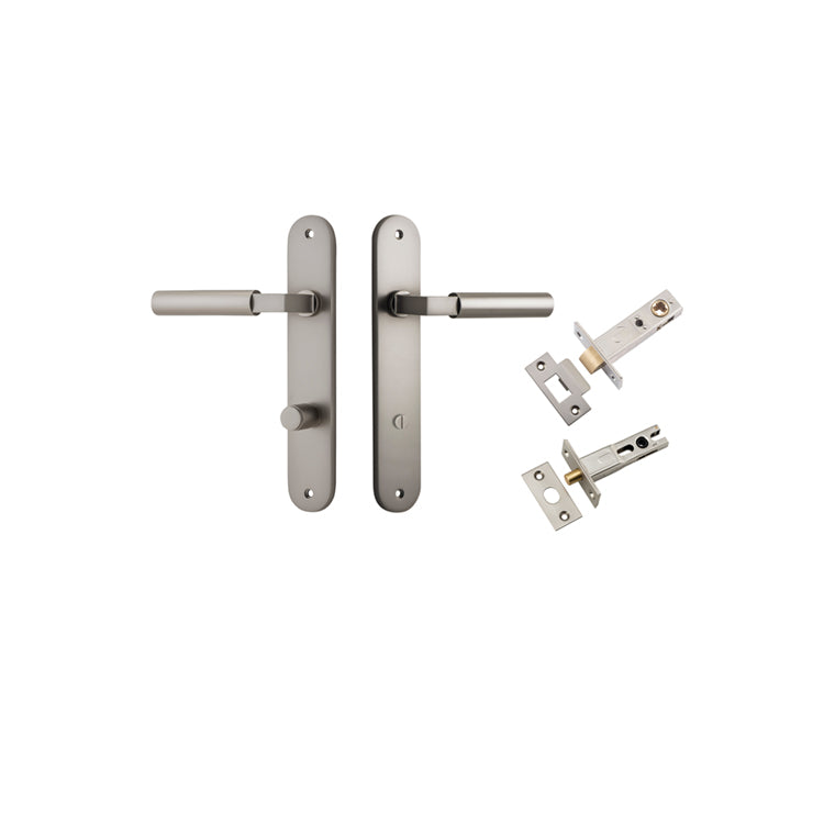 Berlin Lever - Oval Backplate Privacy Kit Satin Nickel / Solid Brass