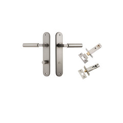 Berlin Lever - Oval Backplate Privacy Kit Satin Nickel / Solid Brass