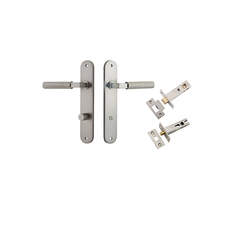 Brunswick Lever - Oval Backplate Privacy Kit Satin Nickel / Solid Brass