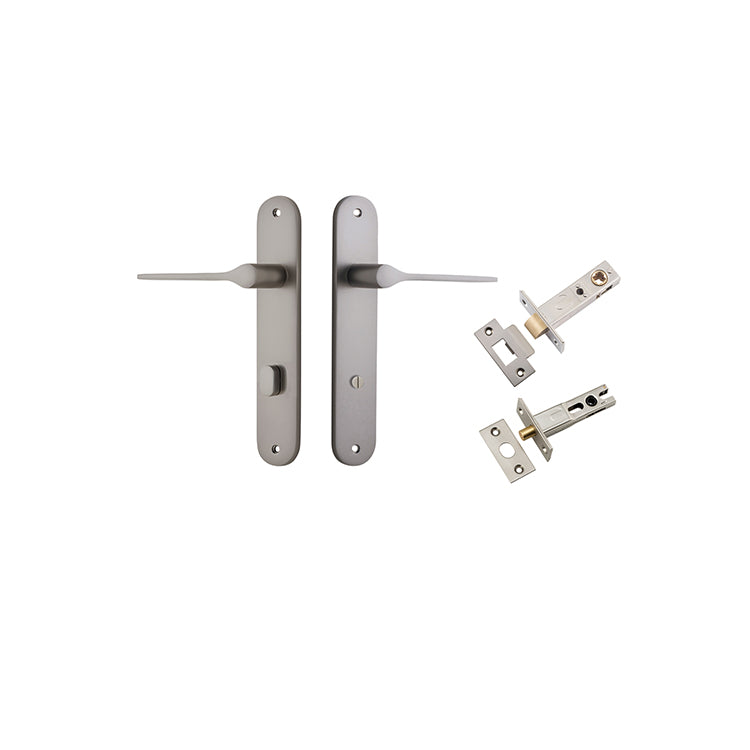 Como Lever - Oval Backplate Privacy Kit Satin Nickel / Solid Brass