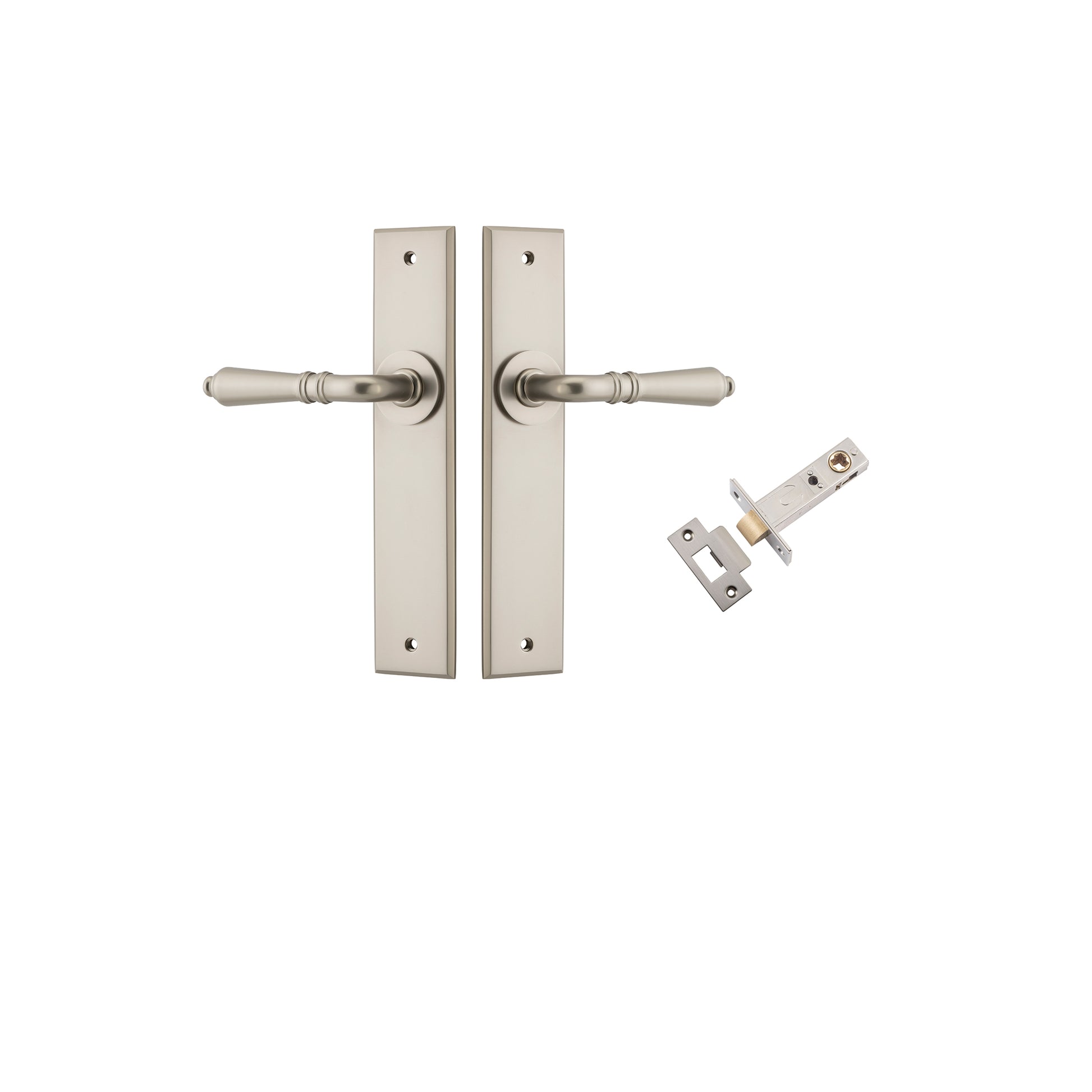 Sarlat Lever - Chamfered Backplate Passage Kit Satin Nickel / Solid Brass