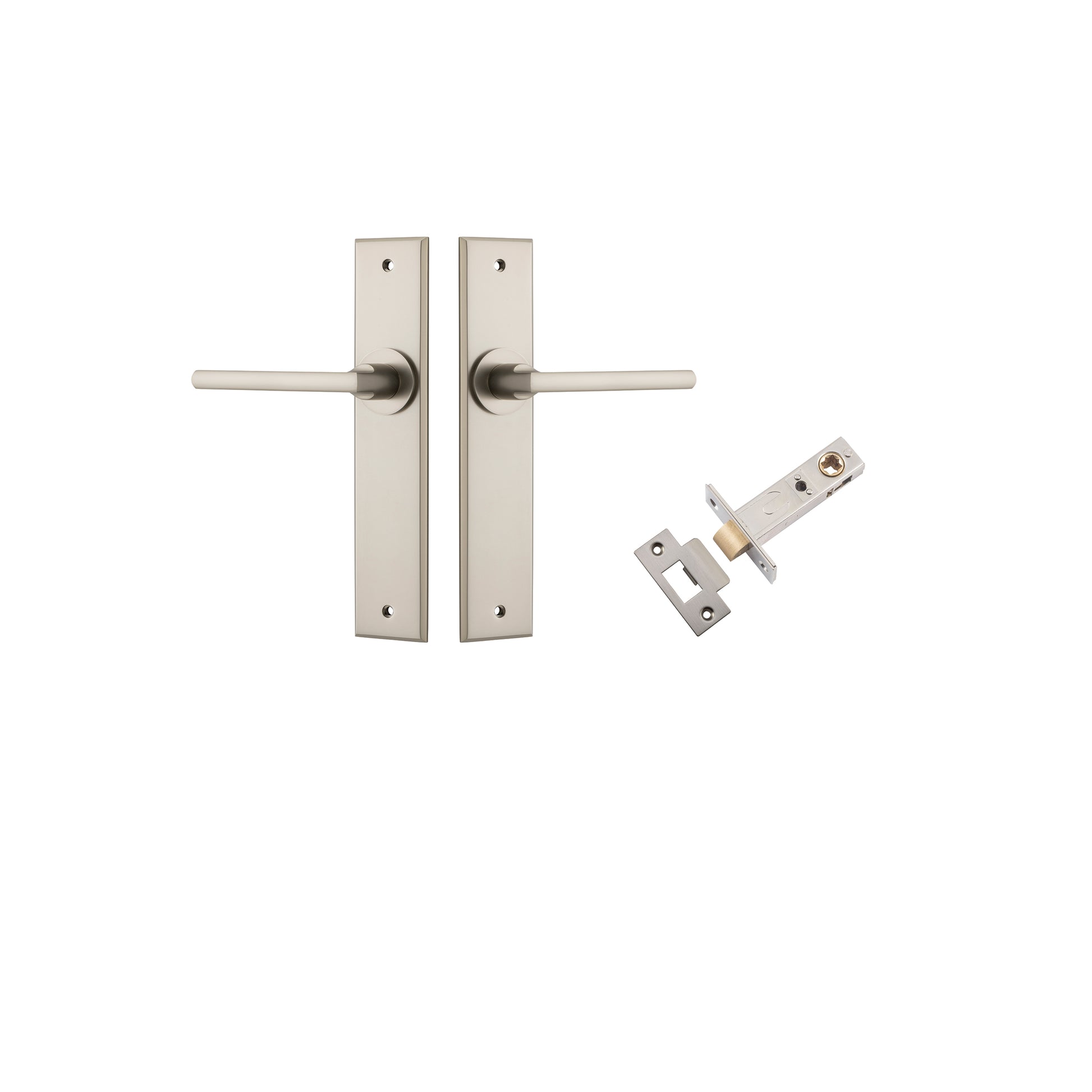 Baltimore Lever - Chamfered Backplate Passage Kit Satin Nickel / Solid Brass
