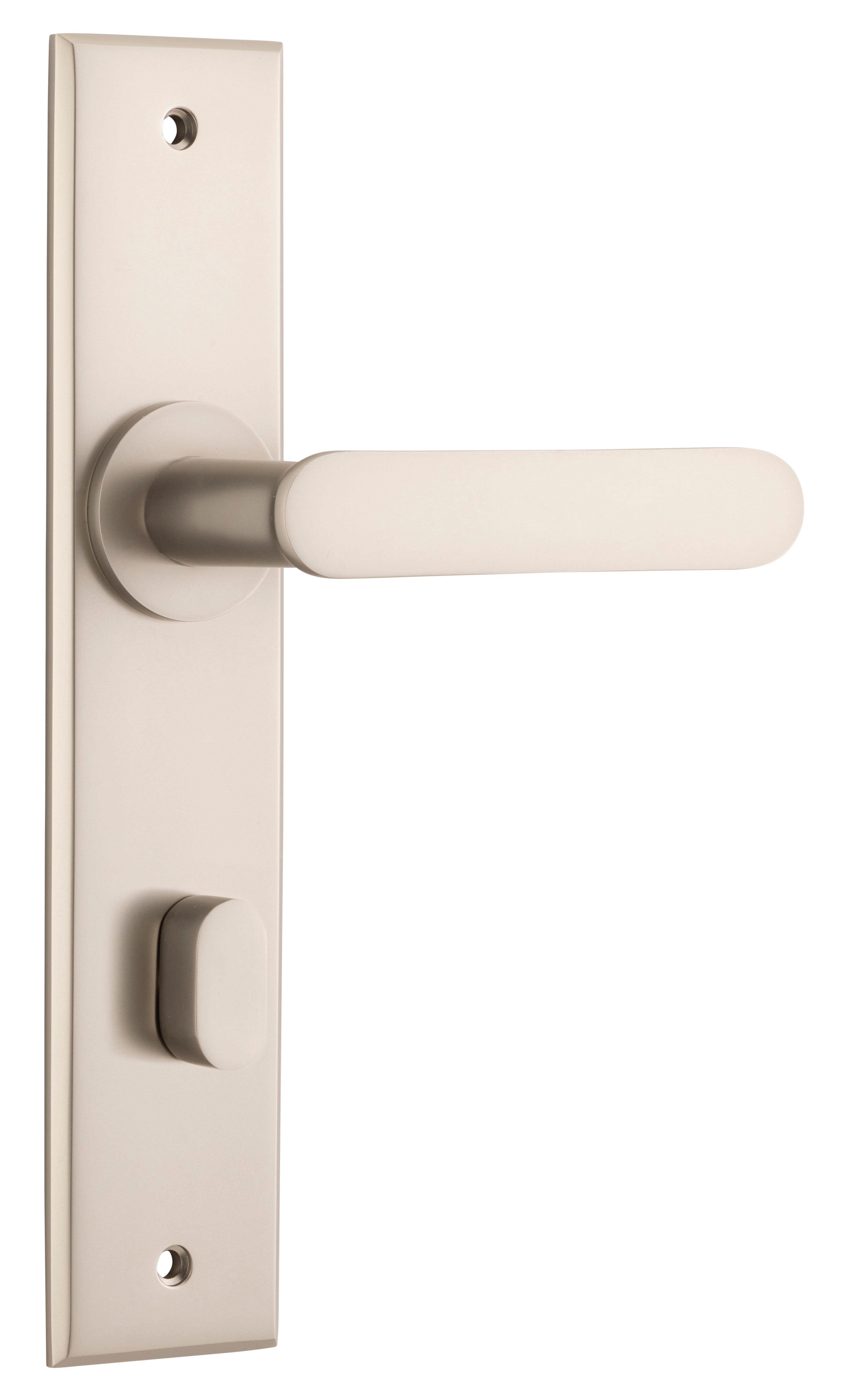 Bronte Lever - Chamfered Backplate Satin Nickel / Brass