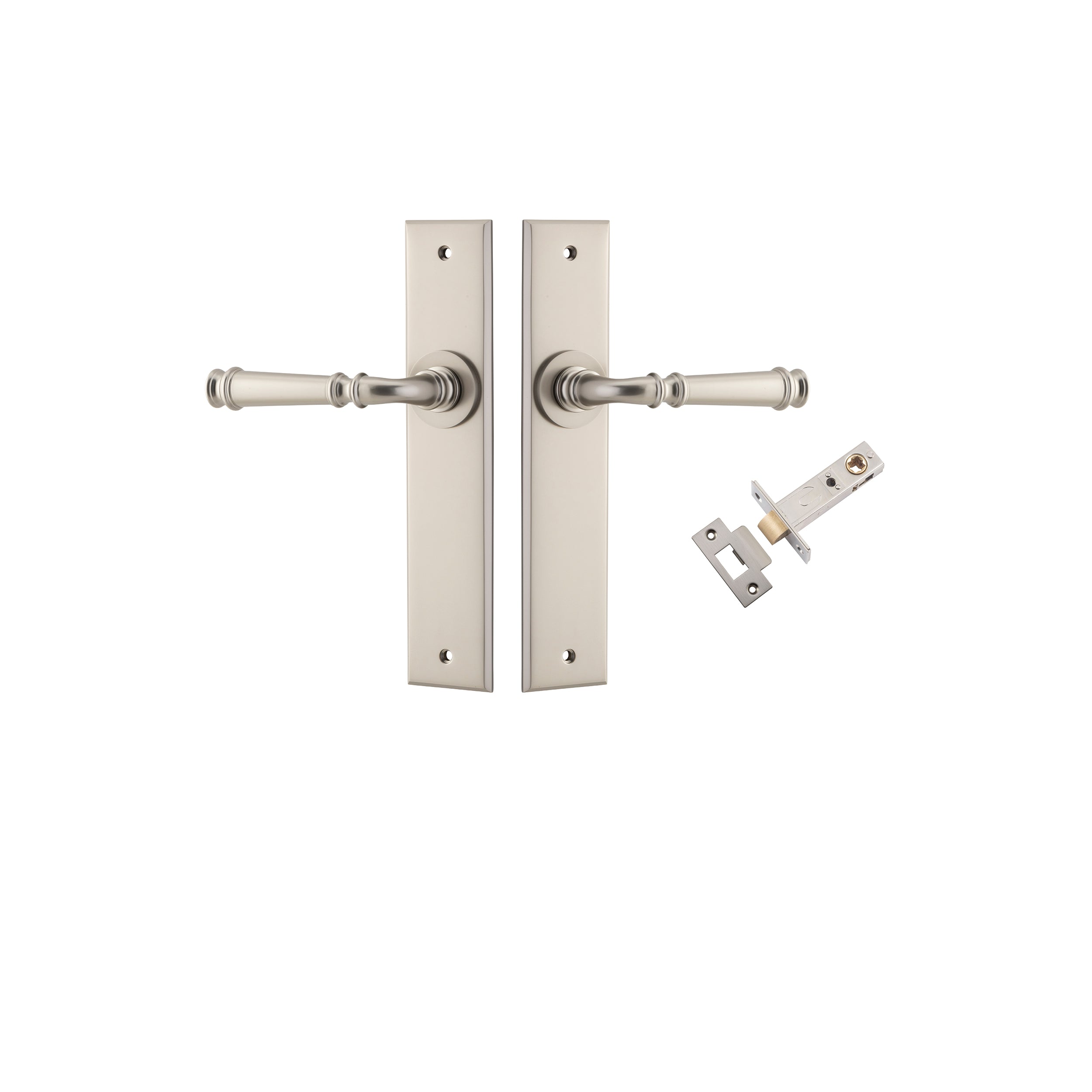 Verona Lever - Chamfered  Backplate Passage Kit Satin Nickel / Solid Brass
