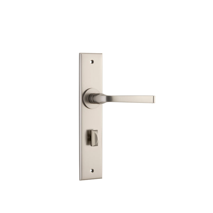 Annecy Lever - Chamfered Backplate (Handles Only) Satin Nickel / Privacy