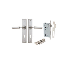 Berlin Lever - Chamfered Backplate Entrance Kit with High Security Lock Satin Nickel / Solid Brass