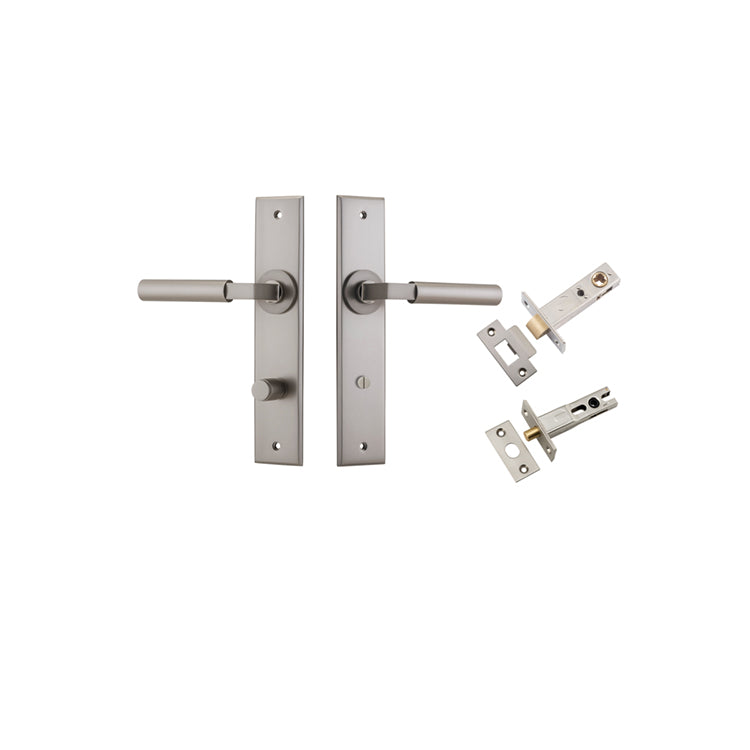 Berlin Lever - Chamfered Backplate Privacy Kit Satin Nickel / Solid Brass