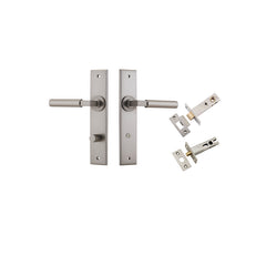 Berlin Lever - Chamfered Backplate Privacy Kit Satin Nickel / Solid Brass