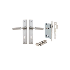 Brunswick Lever - Chamfered Backplate Entrance Kit with High Security Lock Satin Nickel / Solid Brass