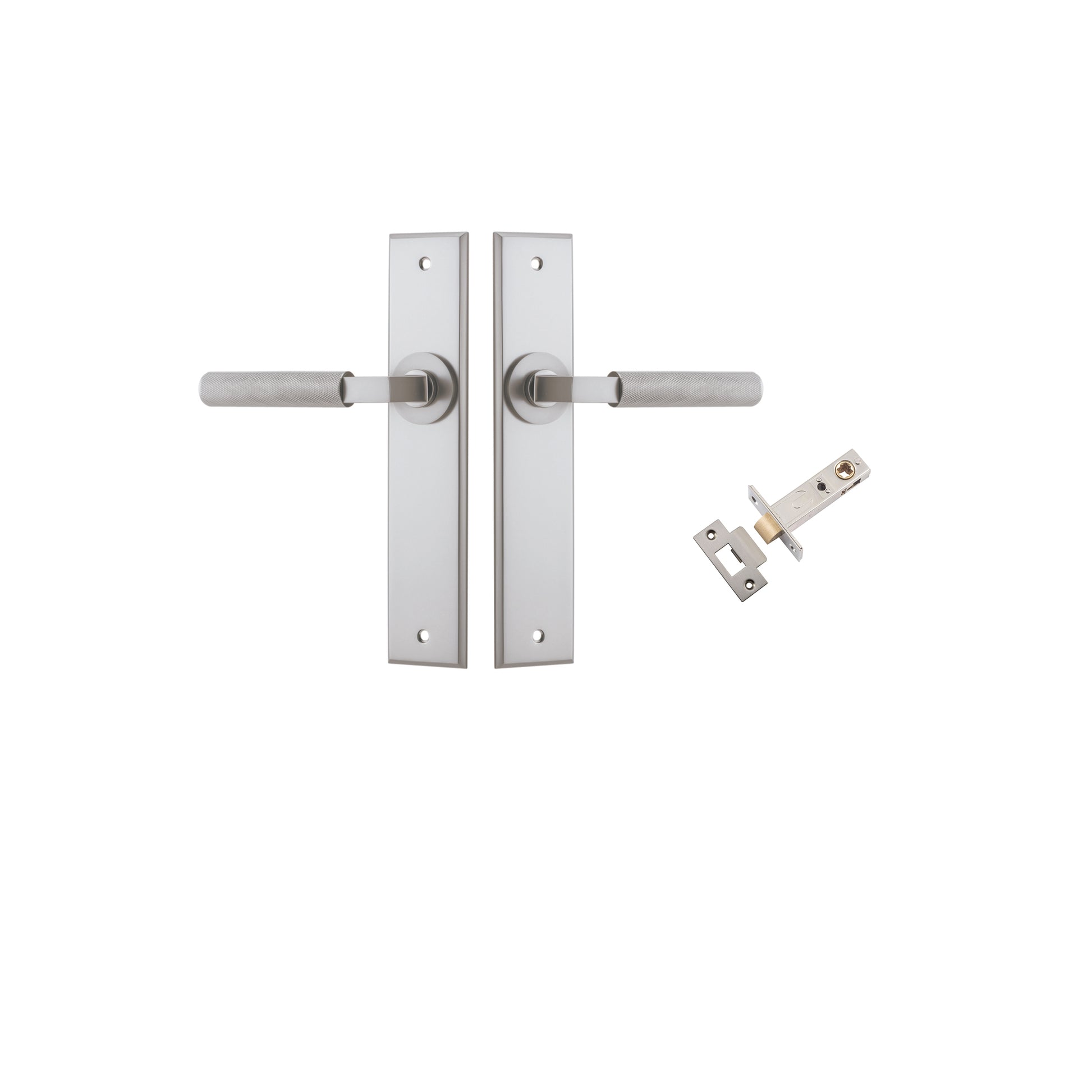 Brunswick Lever - Chamfered Backplate Passage Kit Satin Nickel / Solid Brass