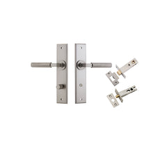 Brunswick Lever - Chamfered Backplate Privacy Kit Satin Nickel / Solid Brass