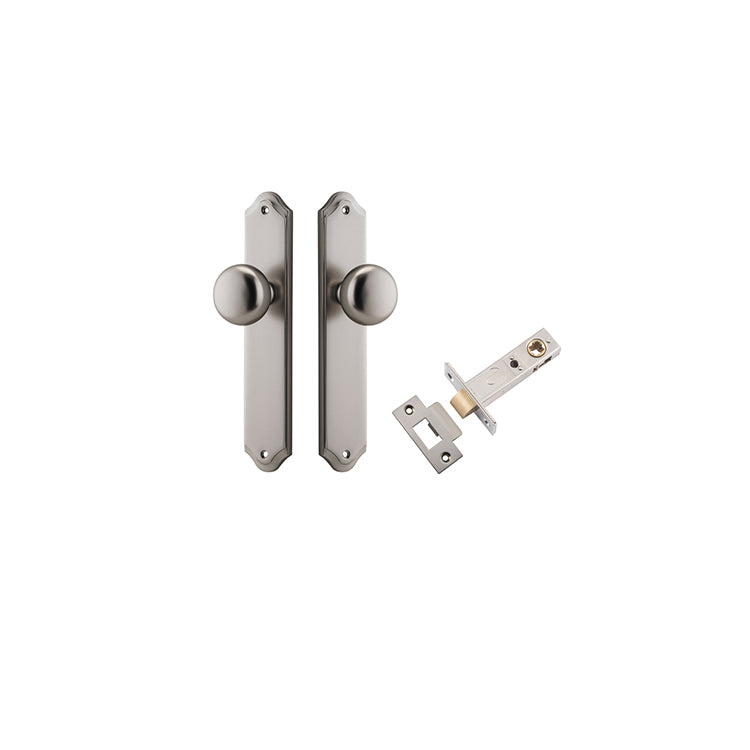 Cambridge Knob - Shouldered Backplate Passage Kit Satin Nickel / Solid Brass