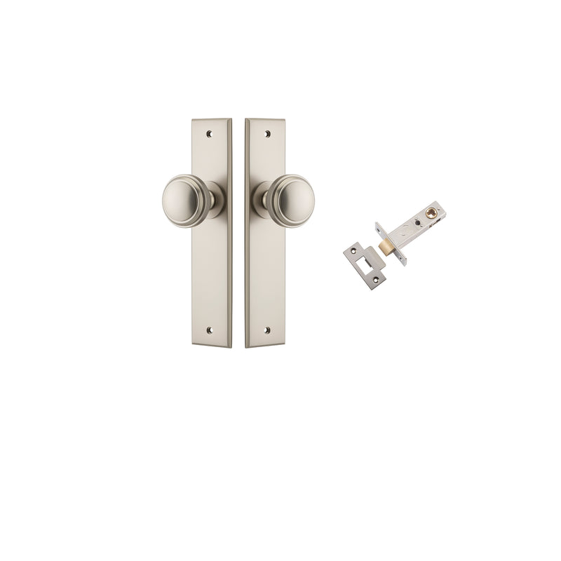 Paddington Knob - Chamfered Backplate Passage Kit Satin Nickel / Solid Brass