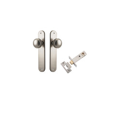 Paddington Knob - Oval Backplate Passage Kit Satin Nickel / Solid Brass