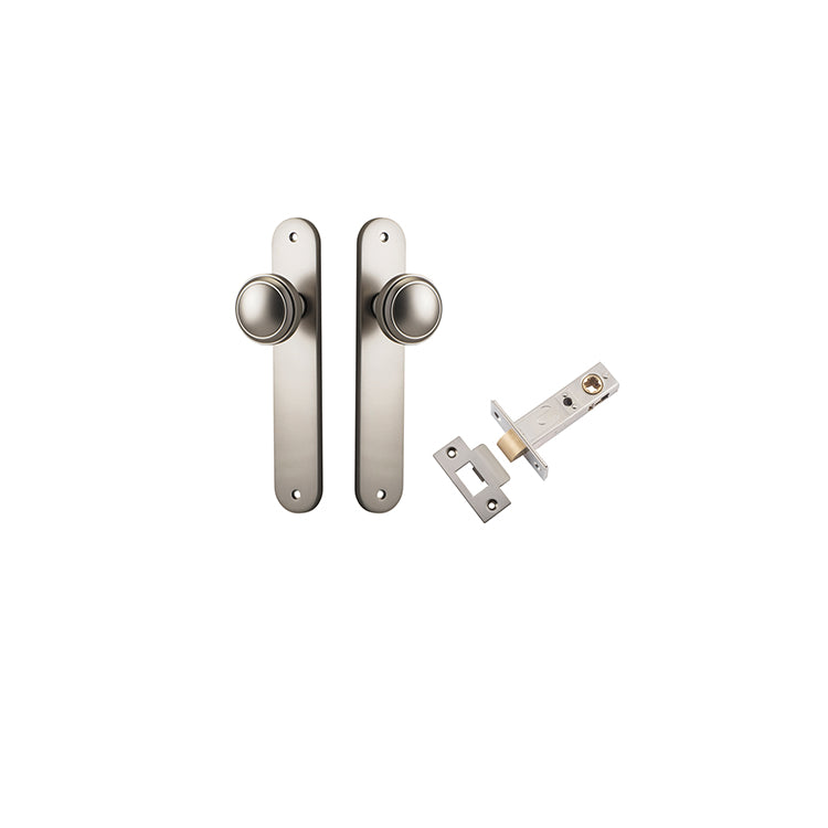 Paddington Knob - Oval Backplate Passage Kit Satin Nickel / Solid Brass